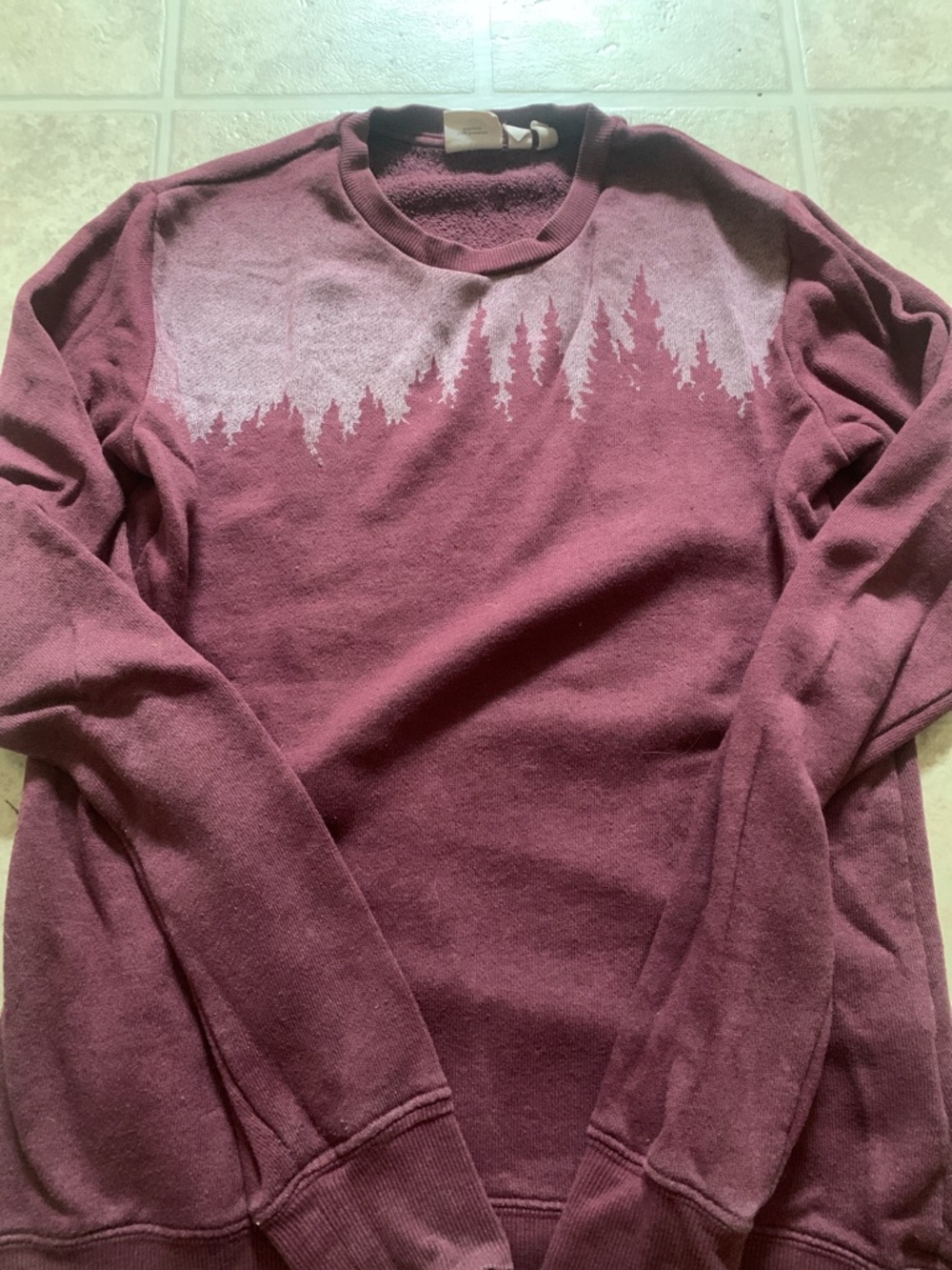 TenTree Maroon Forest-Print Crewneck Sweatshirt